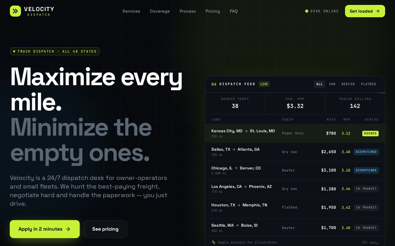Dispatch 5 website template preview